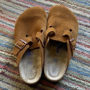 Birkenstock Boston Suede Clogs Soft footbed Mink color